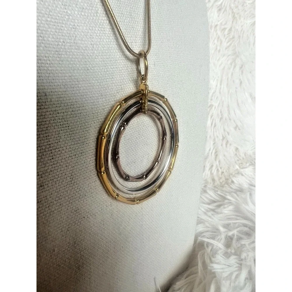 Park Lane Necklace‎ Mixed Metal Gold Silver Rose Circle Pendant Snake Chain 17